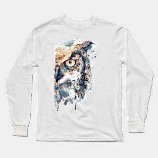 Great Horned Owl Close-up Portrait Long Sleeve T-Shirt